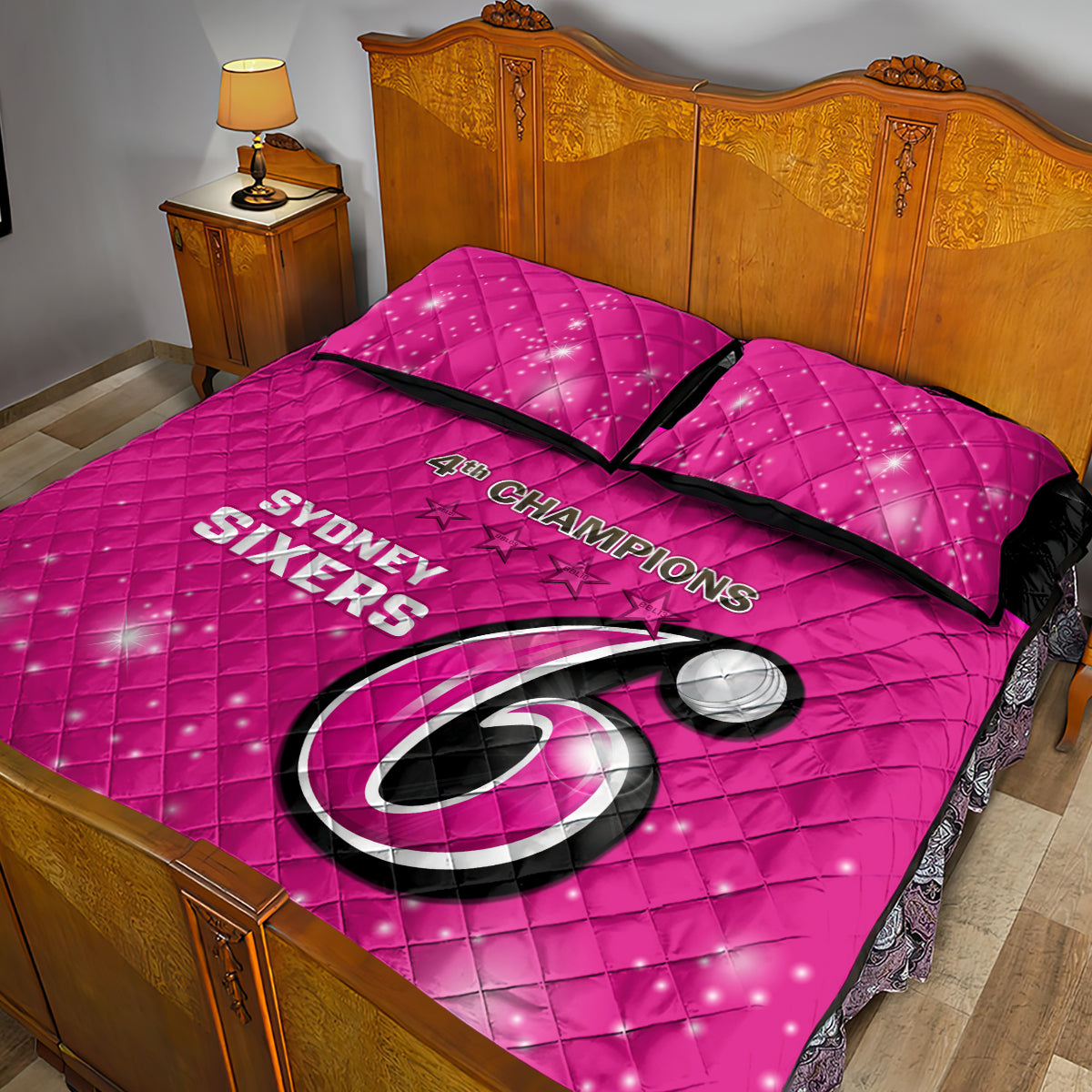 Personalised BBL Sydney Sixers Quilt Bed Set 4th Champions 2024 New History