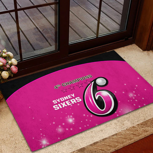 Personalised BBL Sydney Sixers Rubber Doormat 4th Champions 2024 New History