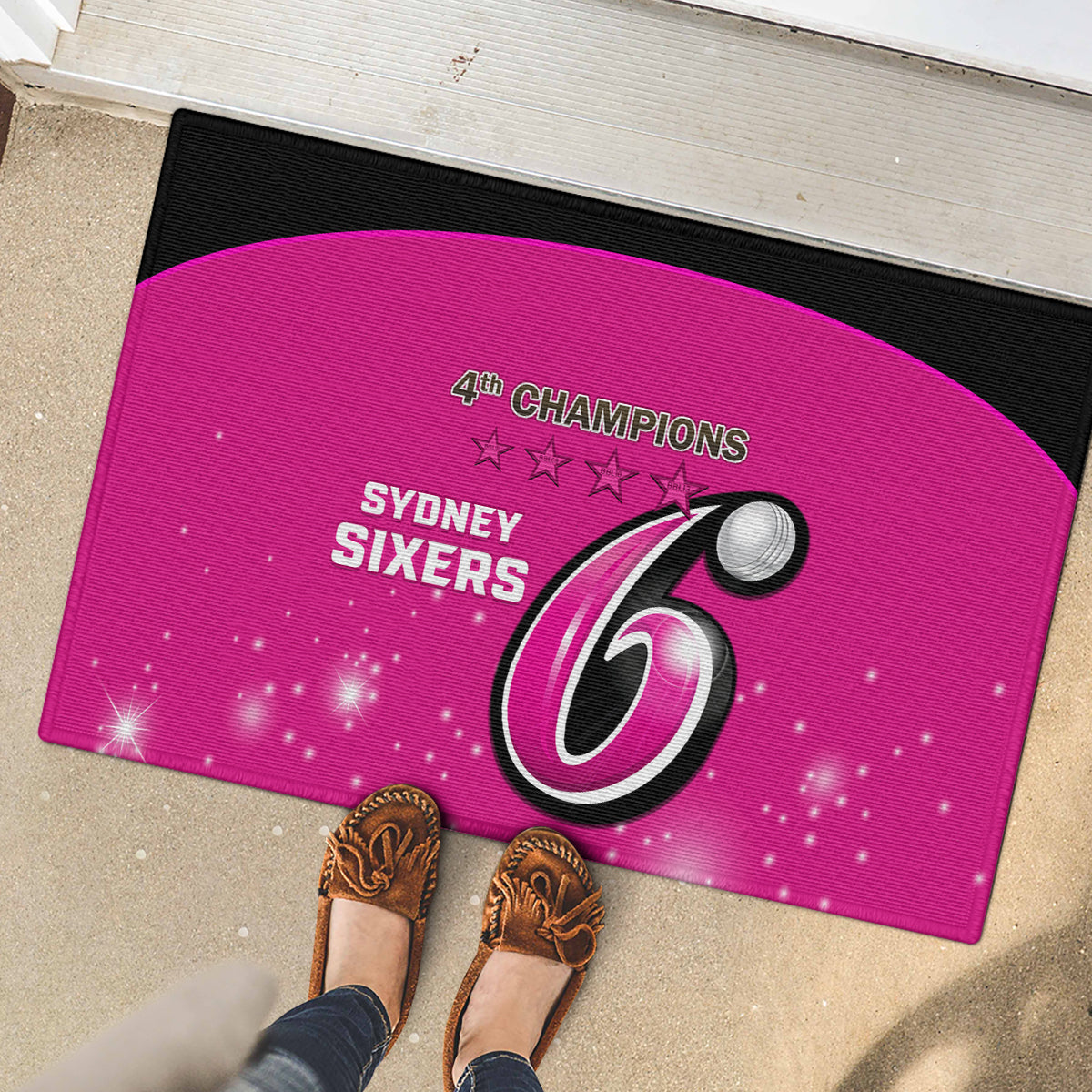 Personalised BBL Sydney Sixers Rubber Doormat 4th Champions 2024 New History