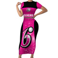 Personalised BBL Sydney Sixers Short Sleeve Bodycon Dress 4th Champions 2024 New History