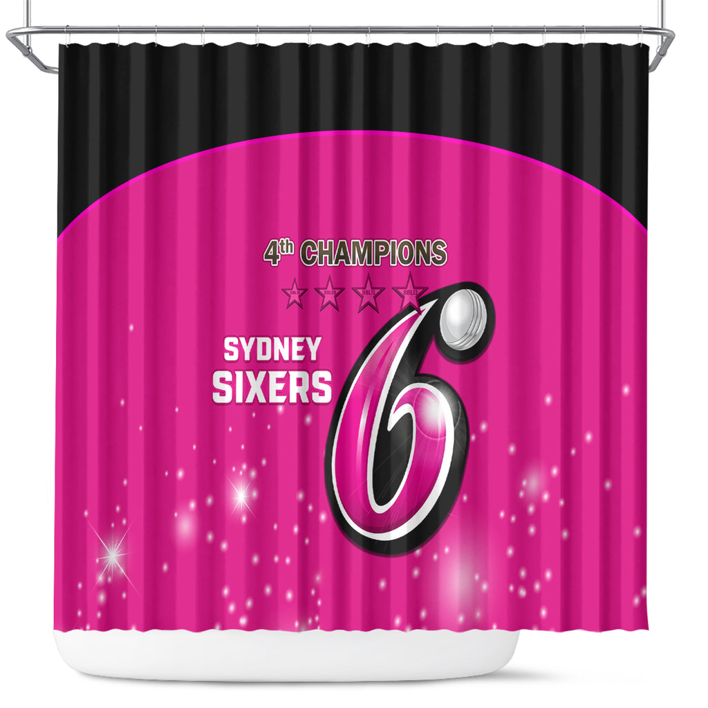 Personalised BBL Sydney Sixers Shower Curtain 4th Champions 2024 New History