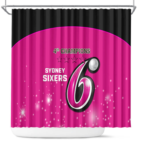 Personalised BBL Sydney Sixers Shower Curtain 4th Champions 2024 New History