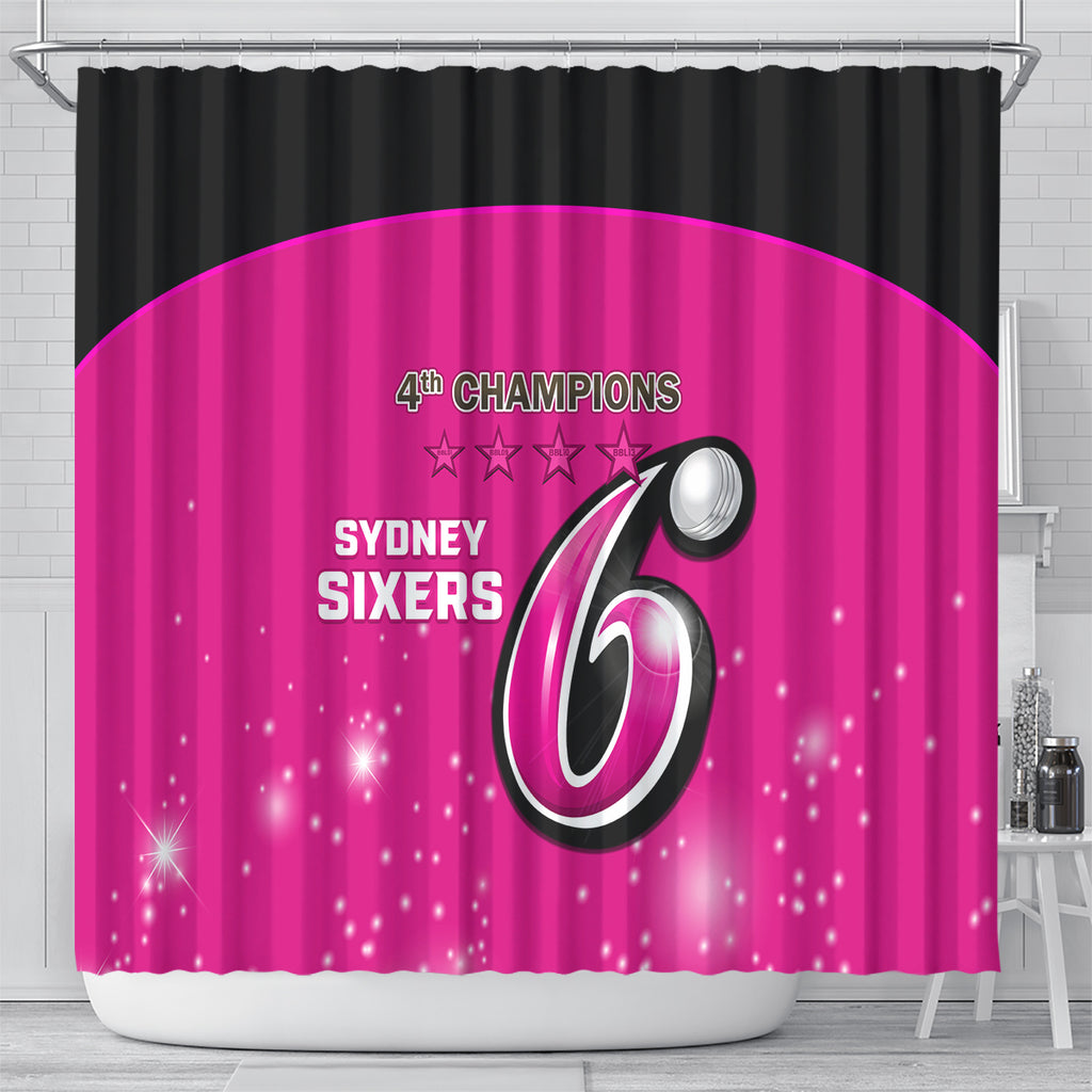 Personalised BBL Sydney Sixers Shower Curtain 4th Champions 2024 New History