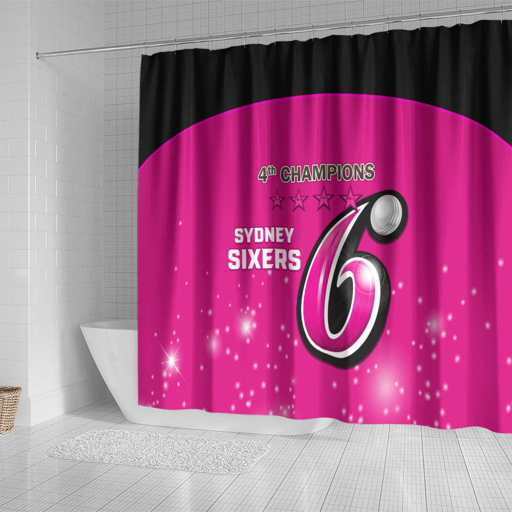 Personalised BBL Sydney Sixers Shower Curtain 4th Champions 2024 New History