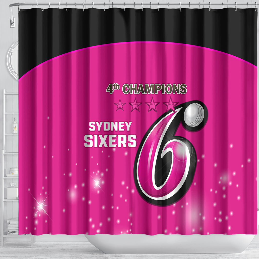 Personalised BBL Sydney Sixers Shower Curtain 4th Champions 2024 New History