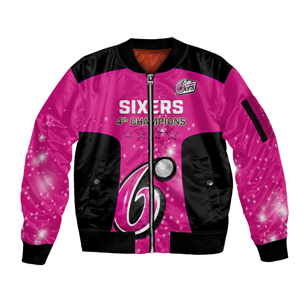 Personalised BBL Sydney Sixers Sleeve Zip Bomber Jacket 4th Champions 2024 New History
