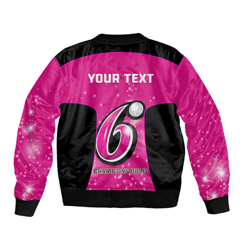 Personalised BBL Sydney Sixers Sleeve Zip Bomber Jacket 4th Champions 2024 New History