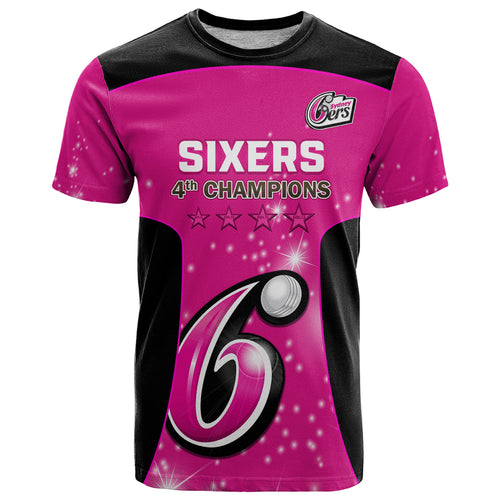 Personalised BBL Sydney Sixers T Shirt 4th Champions 2024 New History