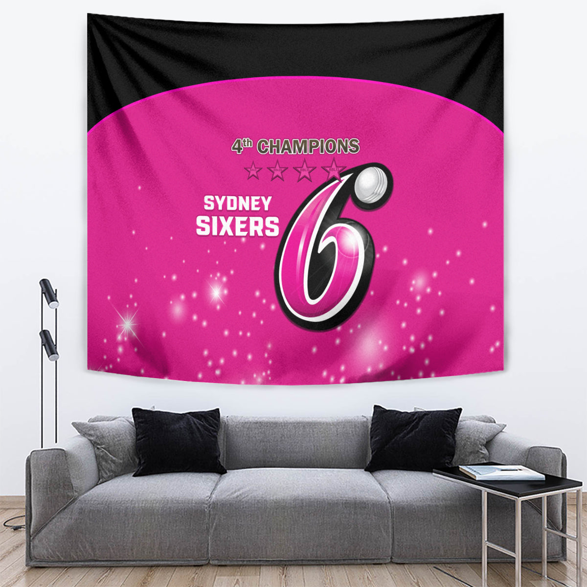 Personalised BBL Sydney Sixers Tapestry 4th Champions 2024 New History