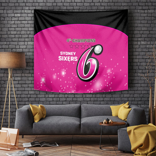 Personalised BBL Sydney Sixers Tapestry 4th Champions 2024 New History