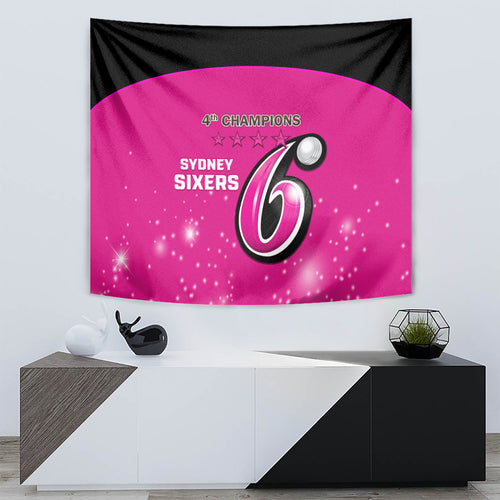 Personalised BBL Sydney Sixers Tapestry 4th Champions 2024 New History