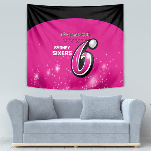 Personalised BBL Sydney Sixers Tapestry 4th Champions 2024 New History