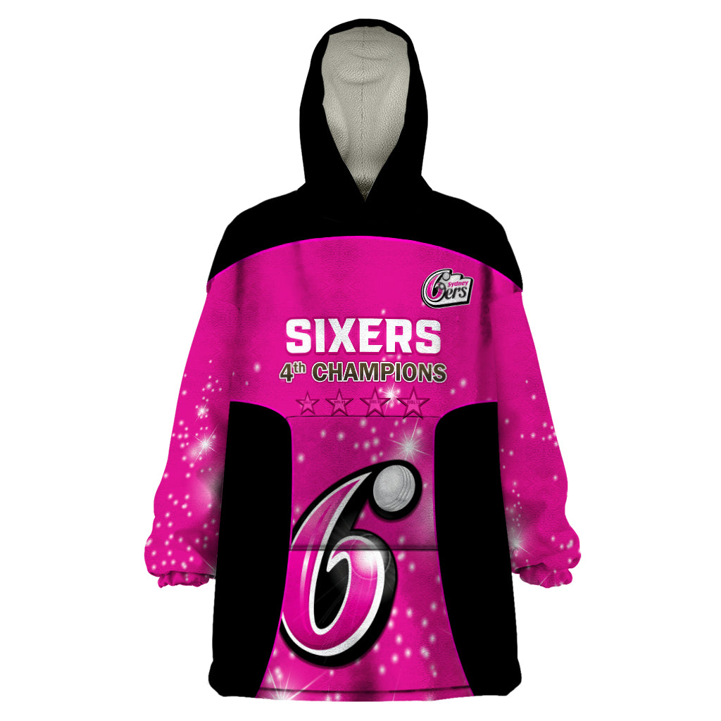 Personalised BBL Sydney Sixers Wearable Blanket Hoodie 4th Champions 2024 New History