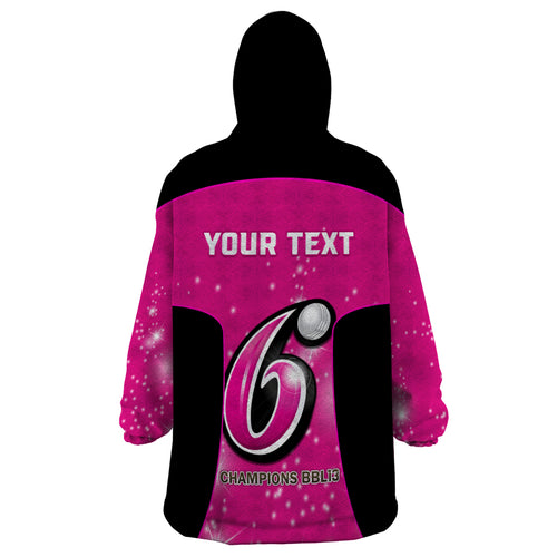 Personalised BBL Sydney Sixers Wearable Blanket Hoodie 4th Champions 2024 New History