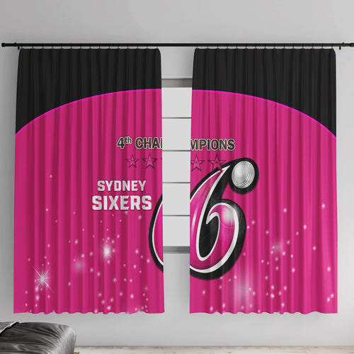 Personalised BBL Sydney Sixers Window Curtain 4th Champions 2024 New History