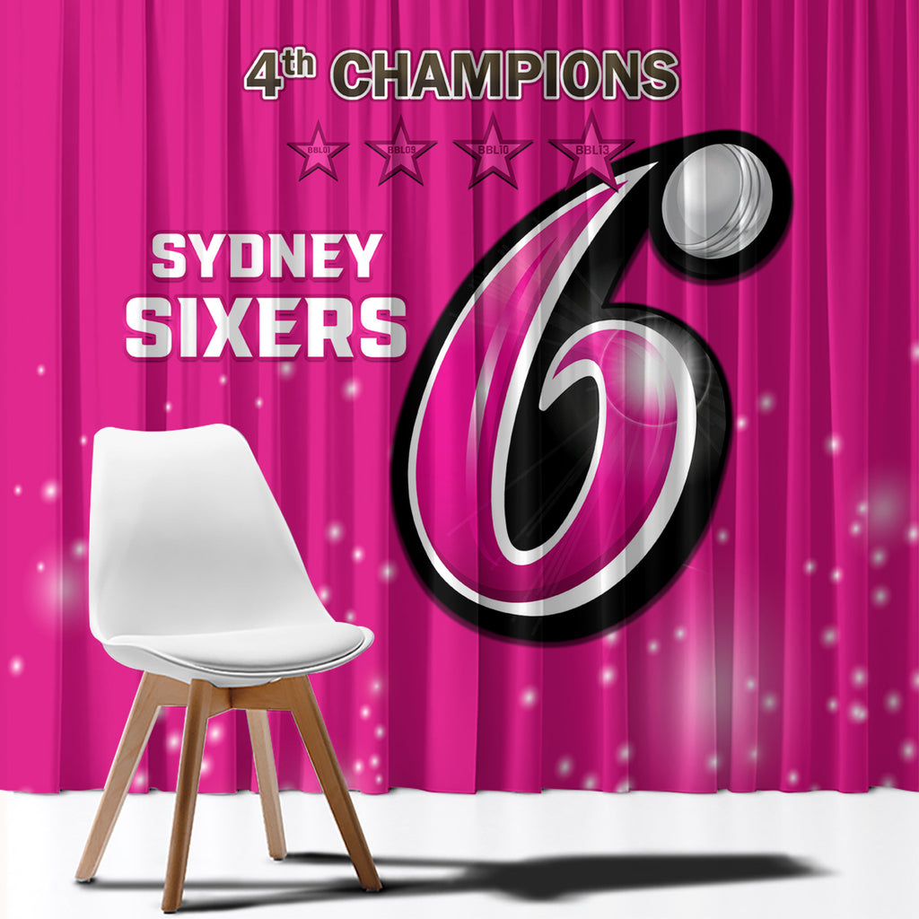 Personalised BBL Sydney Sixers Window Curtain 4th Champions 2024 New History