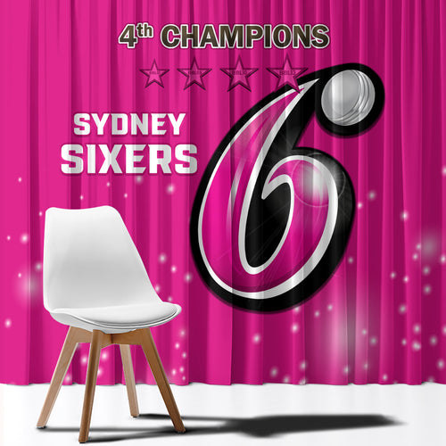 Personalised BBL Sydney Sixers Window Curtain 4th Champions 2024 New History