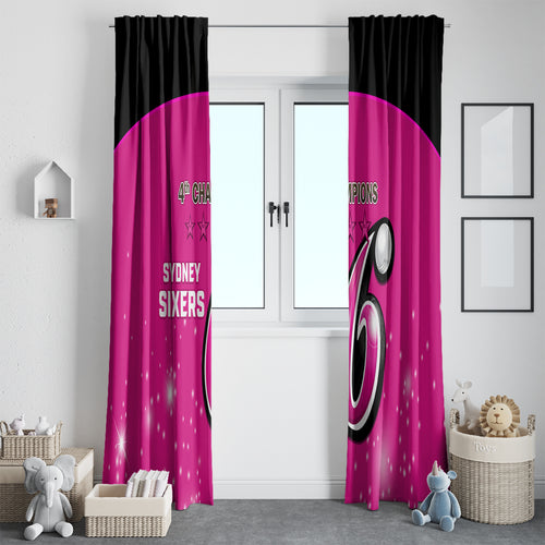 Personalised BBL Sydney Sixers Window Curtain 4th Champions 2024 New History