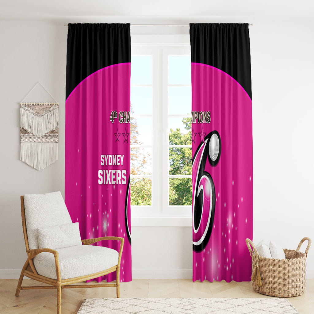 Personalised BBL Sydney Sixers Window Curtain 4th Champions 2024 New History