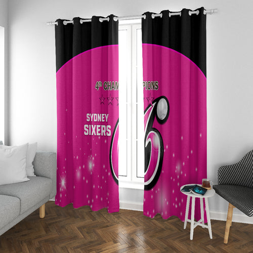 Personalised BBL Sydney Sixers Window Curtain 4th Champions 2024 New History