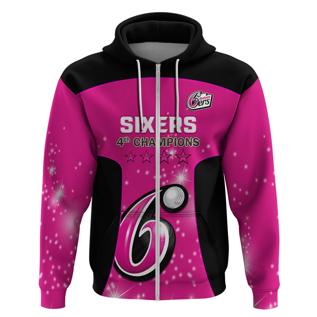 Personalised BBL Sydney Sixers Zip Hoodie 4th Champions 2024 New History