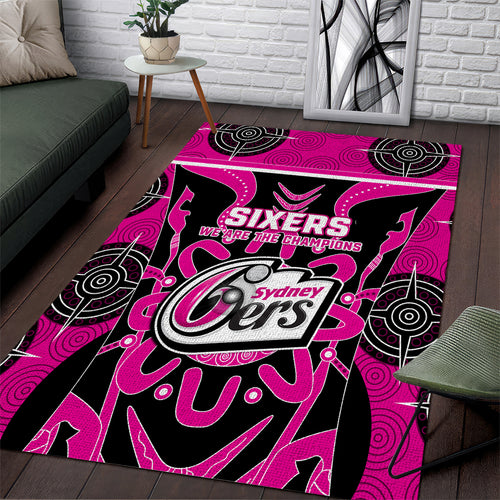 Custom Sydney Sixers Area Rug We Are The Champions Aboriginal Art