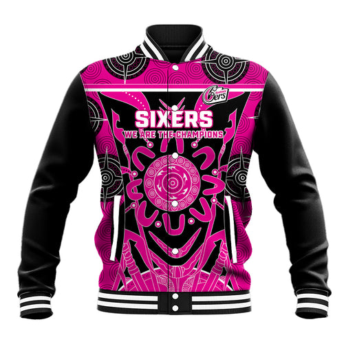 Custom Sydney Sixers Baseball Jacket We Are The Champions Aboriginal Art