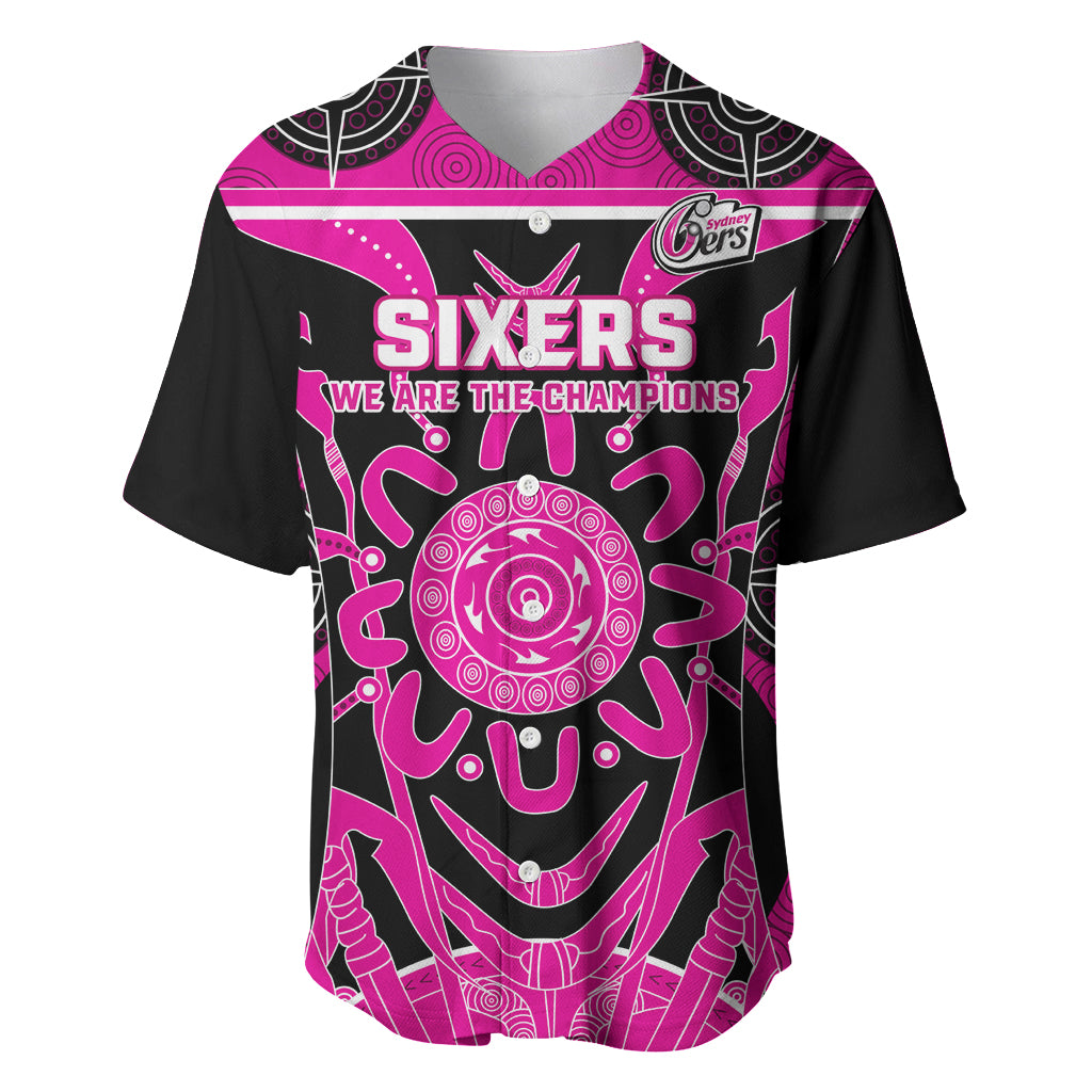 Custom Sydney Sixers Baseball Jersey We Are The Champions Aboriginal Art