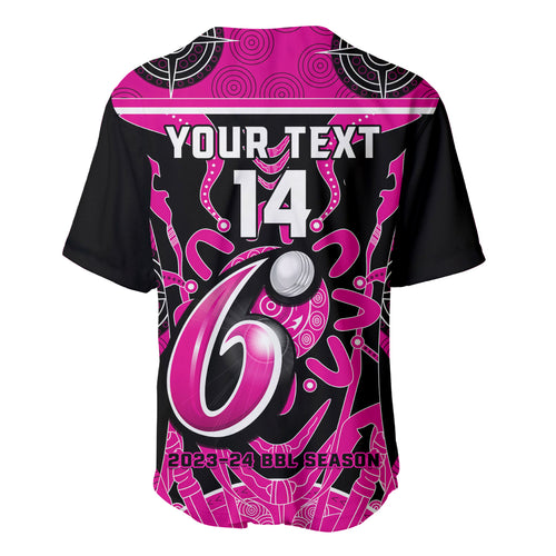 Custom Sydney Sixers Baseball Jersey We Are The Champions Aboriginal Art