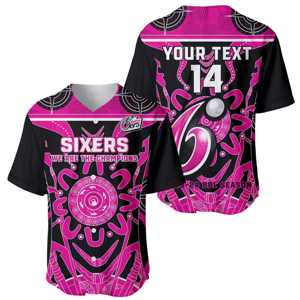 Custom Sydney Sixers Baseball Jersey We Are The Champions Aboriginal Art