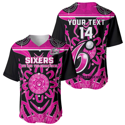 Custom Sydney Sixers Baseball Jersey We Are The Champions Aboriginal Art