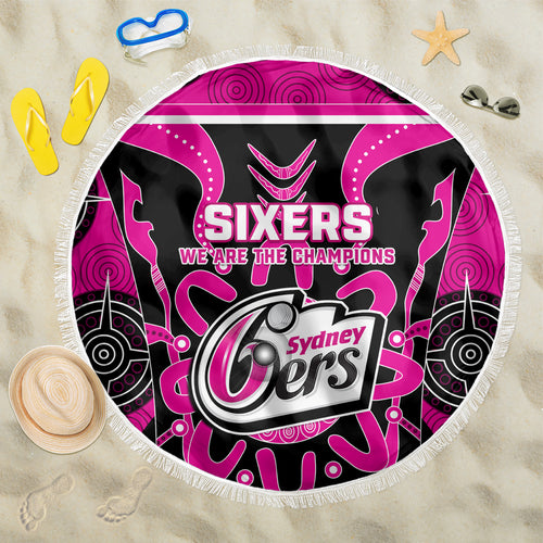 Custom Sydney Sixers Beach Blanket We Are The Champions Aboriginal Art