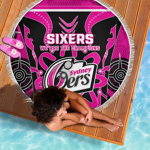 Custom Sydney Sixers Beach Blanket We Are The Champions Aboriginal Art