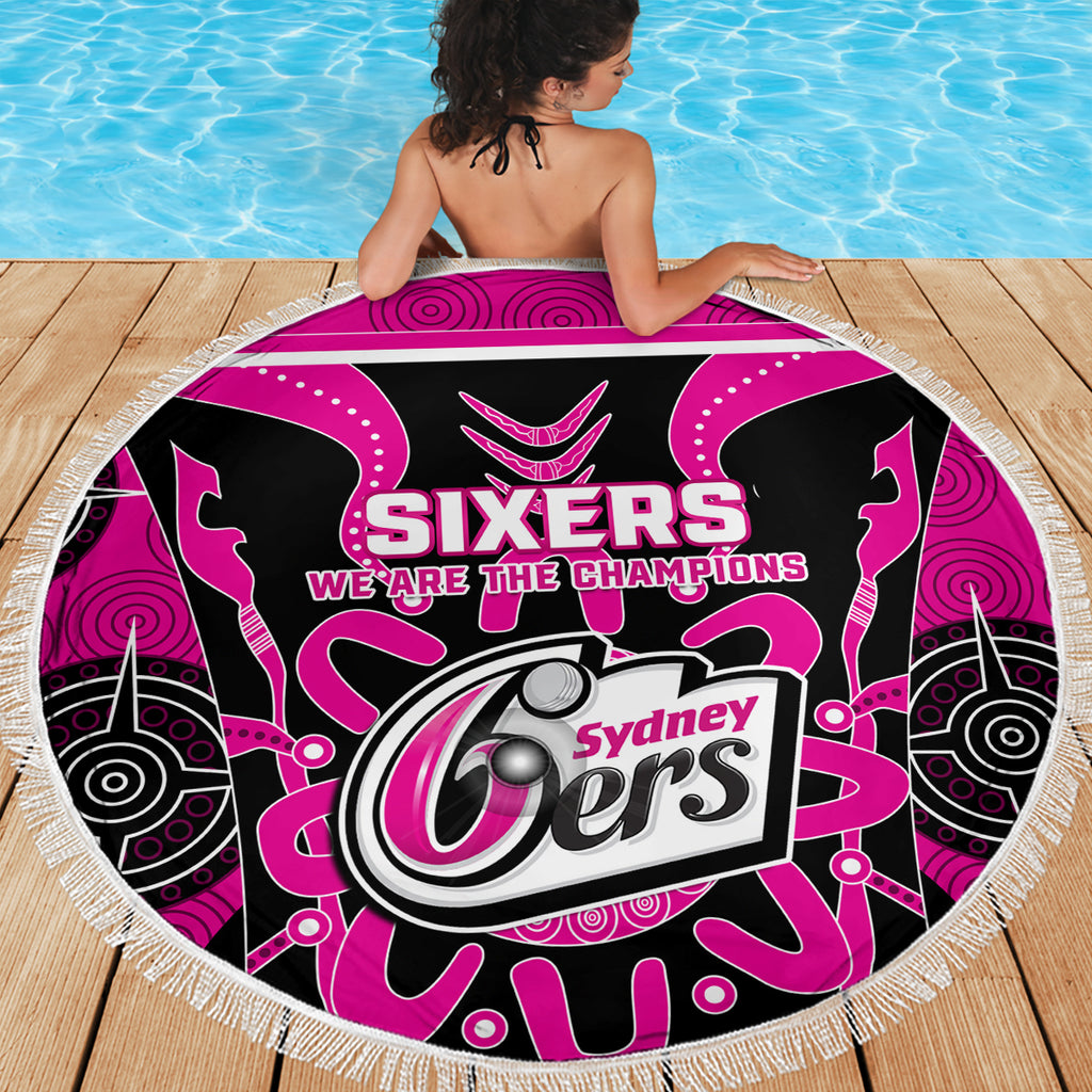 Custom Sydney Sixers Beach Blanket We Are The Champions Aboriginal Art