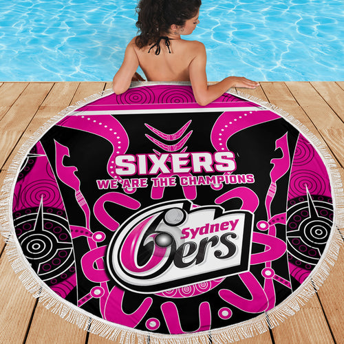 Custom Sydney Sixers Beach Blanket We Are The Champions Aboriginal Art