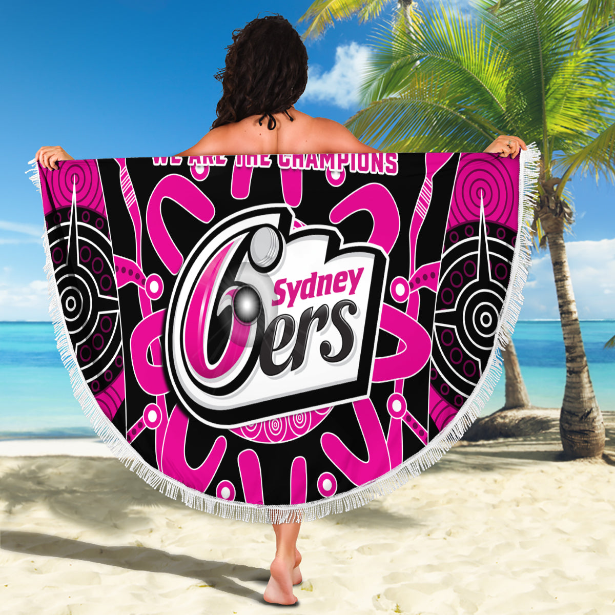 Custom Sydney Sixers Beach Blanket We Are The Champions Aboriginal Art