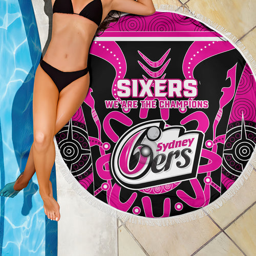 Custom Sydney Sixers Beach Blanket We Are The Champions Aboriginal Art