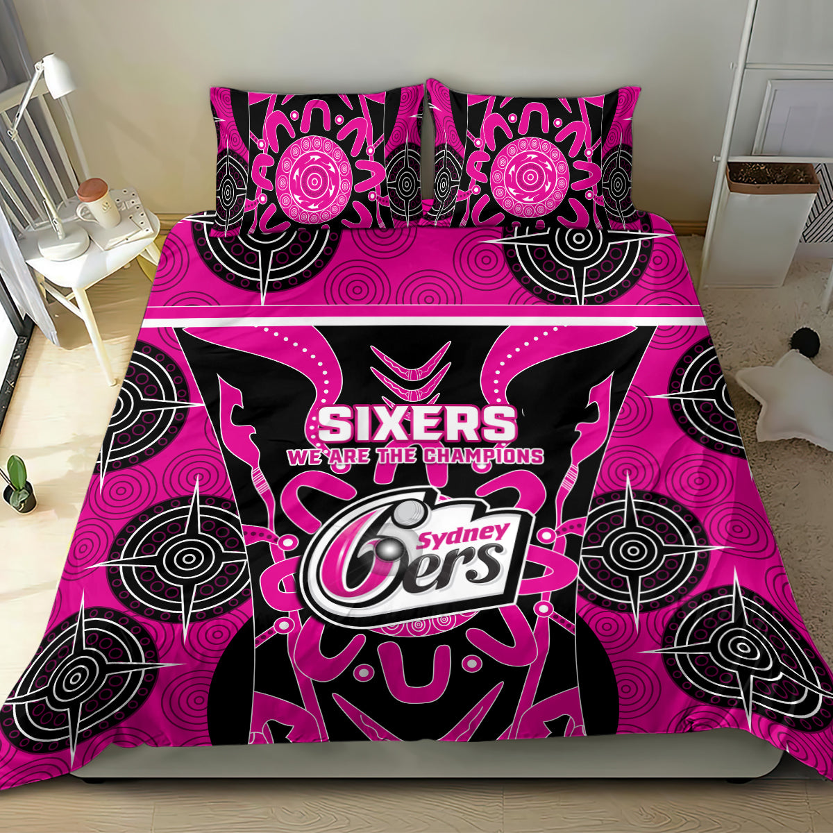 Custom Sydney Sixers Bedding Set We Are The Champions Aboriginal Art
