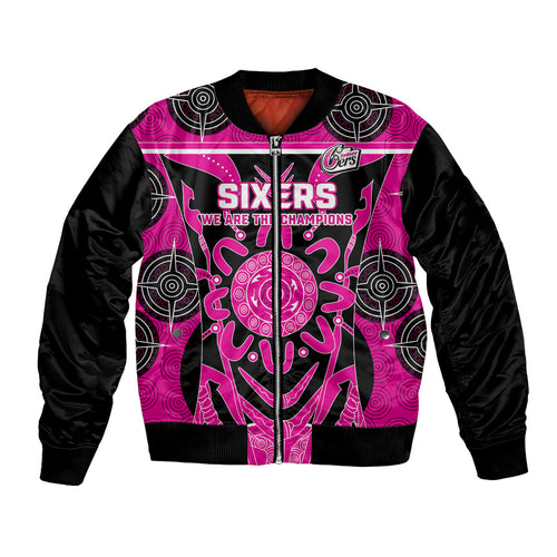 Custom Sydney Sixers Bomber Jacket We Are The Champions Aboriginal Art
