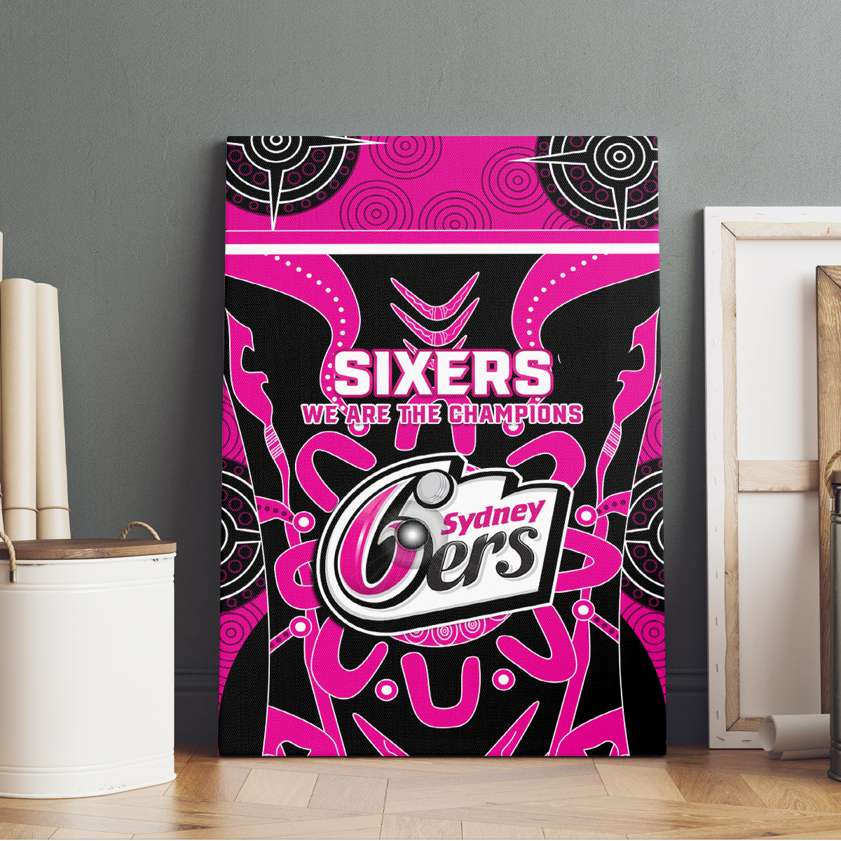 Custom Sydney Sixers Canvas Wall Art We Are The Champions Aboriginal Art