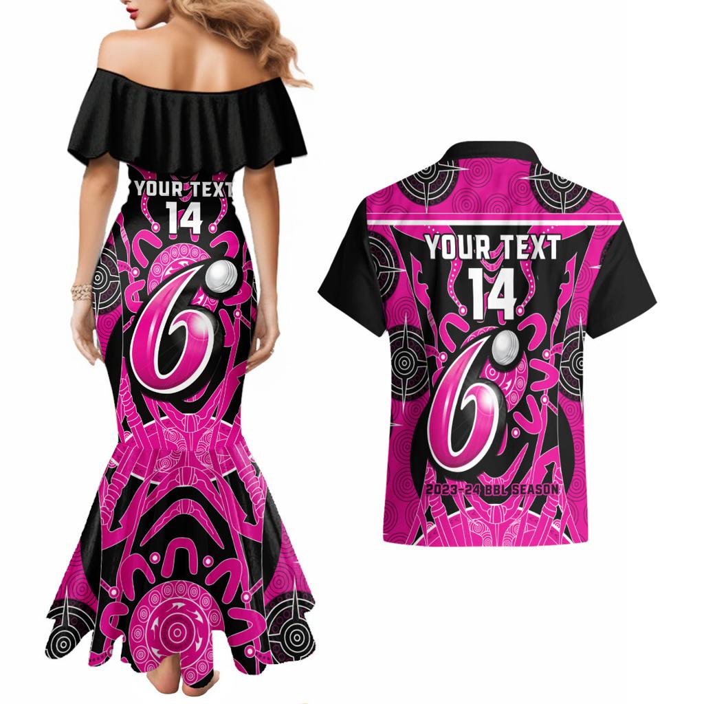 Custom Sydney Sixers Couples Matching Mermaid Dress and Hawaiian Shirt We Are The Champions Aboriginal Art