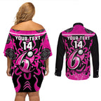 Custom Sydney Sixers Couples Matching Off Shoulder Short Dress and Long Sleeve Button Shirt We Are The Champions Aboriginal Art