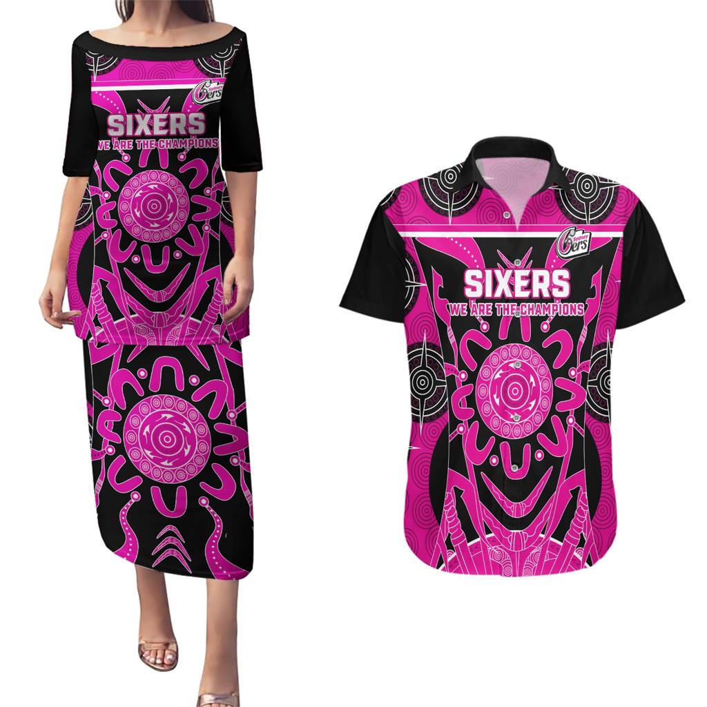 Custom Sydney Sixers Couples Matching Puletasi and Hawaiian Shirt We Are The Champions Aboriginal Art