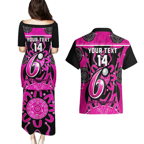Custom Sydney Sixers Couples Matching Puletasi and Hawaiian Shirt We Are The Champions Aboriginal Art