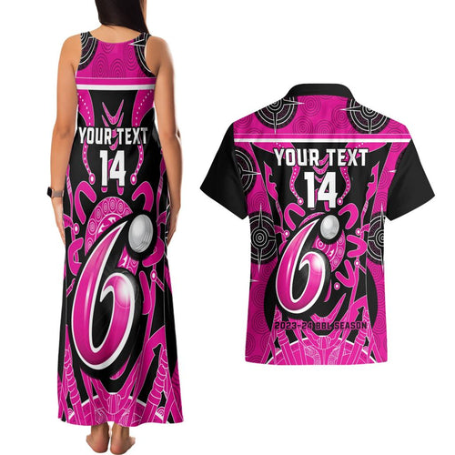 Custom Sydney Sixers Couples Matching Tank Maxi Dress and Hawaiian Shirt We Are The Champions Aboriginal Art