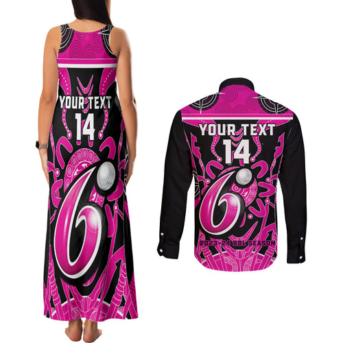 Custom Sydney Sixers Couples Matching Tank Maxi Dress and Long Sleeve Button Shirt We Are The Champions Aboriginal Art