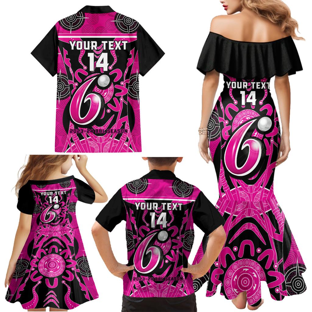 Custom Sydney Sixers Family Matching Mermaid Dress and Hawaiian Shirt We Are The Champions Aboriginal Art