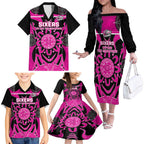 Custom Sydney Sixers Family Matching Off Shoulder Long Sleeve Dress and Hawaiian Shirt We Are The Champions Aboriginal Art