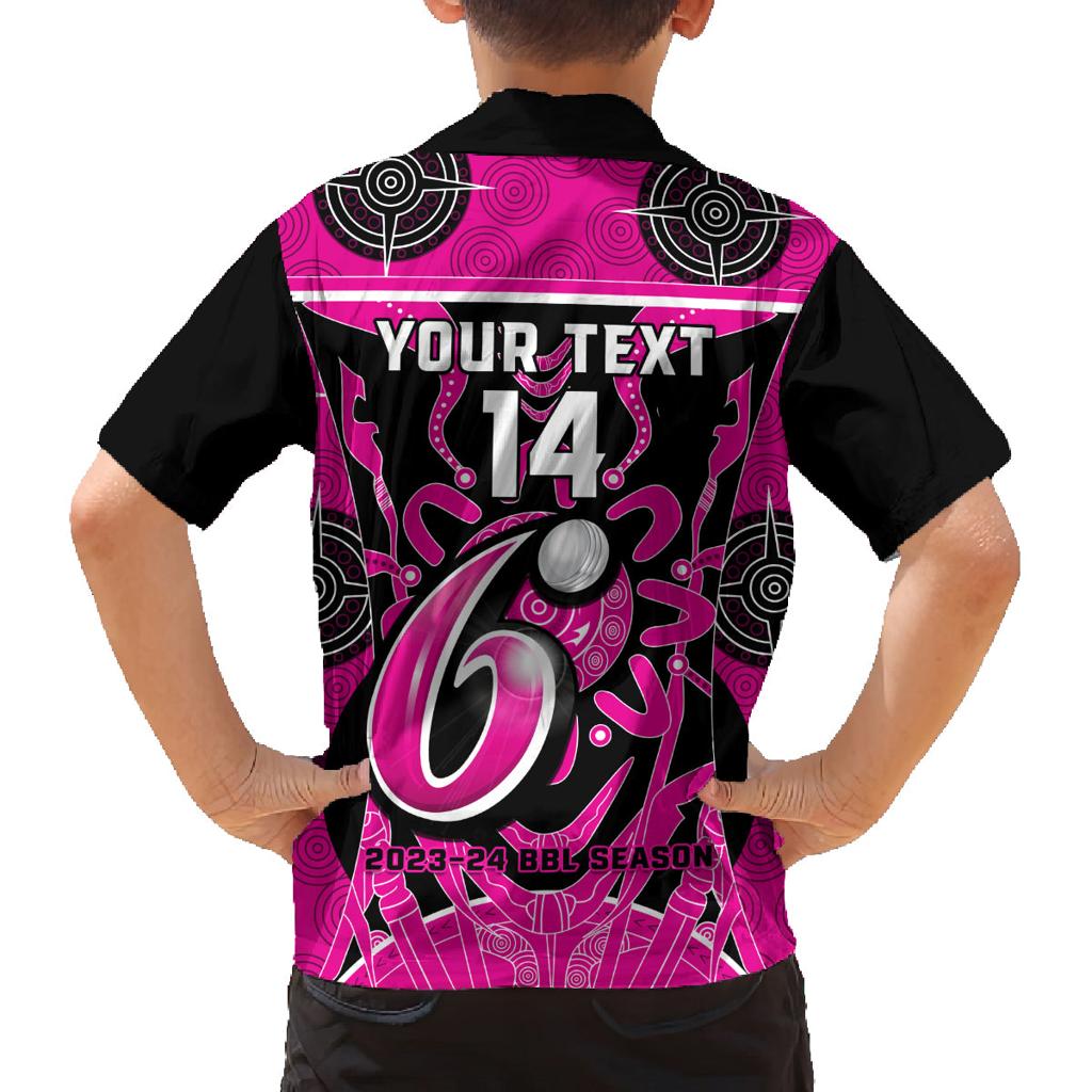 Custom Sydney Sixers Family Matching Off Shoulder Long Sleeve Dress and Hawaiian Shirt We Are The Champions Aboriginal Art