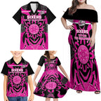Custom Sydney Sixers Family Matching Off Shoulder Maxi Dress and Hawaiian Shirt We Are The Champions Aboriginal Art